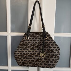 Michael Kors Brown and Black MK Logo Shoulder Bag